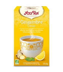 Infusion de gingembre, zeste de citron & menthe poivrée BIO - Gingembre Citron - 17 sachets - Yogi Tea