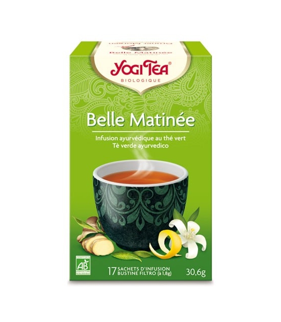 BIO-Grüntee mit Jasmin, Ingwer & Zitronenschalen - Grüner Morgen - 17 Teebeutel - Yogi Tea