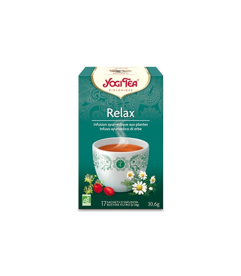 BIO-Kräutertee mit Lindenblüten, Kamille & Hagebutte - Ruhe Tee - 17 Teebeutel - Yogi Tea