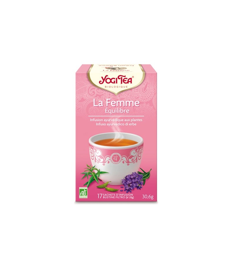 BIO-Frauentee mit Himbeerblätter, Zitronenverbene & Lavendel - Frauen Balance - 17 Teebeutel - Yogi Tea