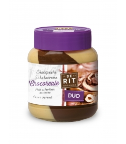 Duo pâte à tartiner au cacao noisettes & crème blanche BIO Chocoreale - 350g - De Rit