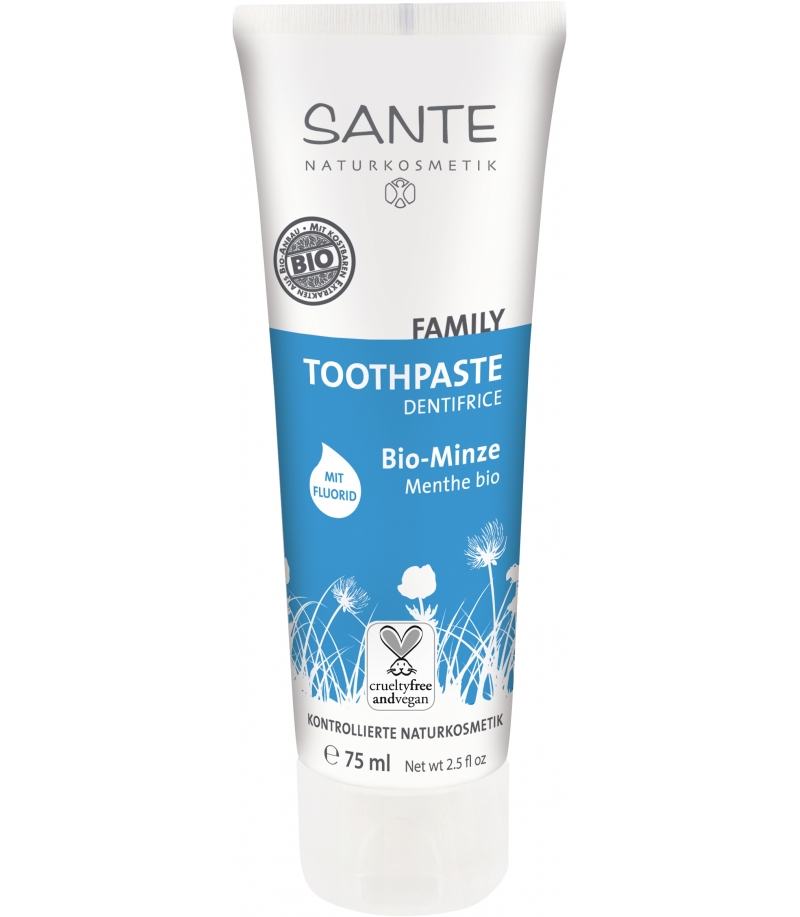 Family BIO-Zahncreme Minze mit Fluorid - 75ml - Sante Family BIO-Zahncreme Minze mit Fluorid - 75ml - Sante
