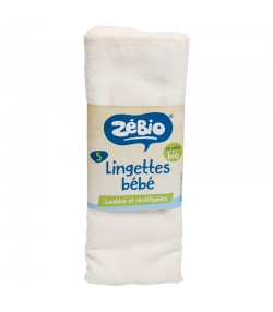 Lingettes bébé lavables en coton bio - 5 pièces - Zébio