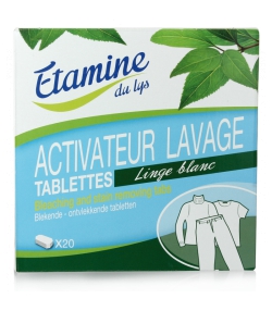 Tablettes activateur lavage linge blanc écologiques sans parfum - 20 tablettes - Etamine du Lys