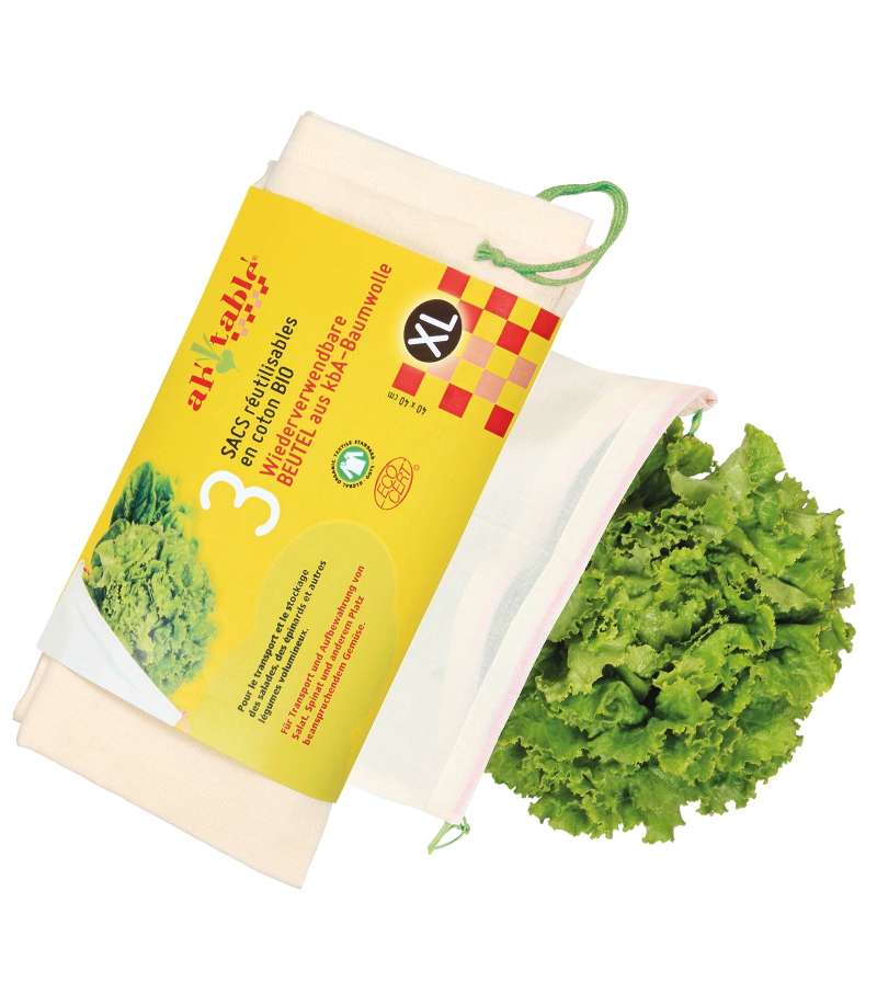 Sacs réutilisables en coton BIO - Taille XL - 3 pièces - ah table ! Sacs réutilisables en coton BIO - Taille XL - 3 pièces - ah table !