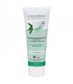 Rundumschutz BIO-Zahncreme Pfefferminz & Salbei mit Fluorid - 75ml - Logodent Daily Care Rundumschutz BIO-Zahncreme Pfefferminz & Salbei mit Fluorid - 75ml - Logodent Daily Care