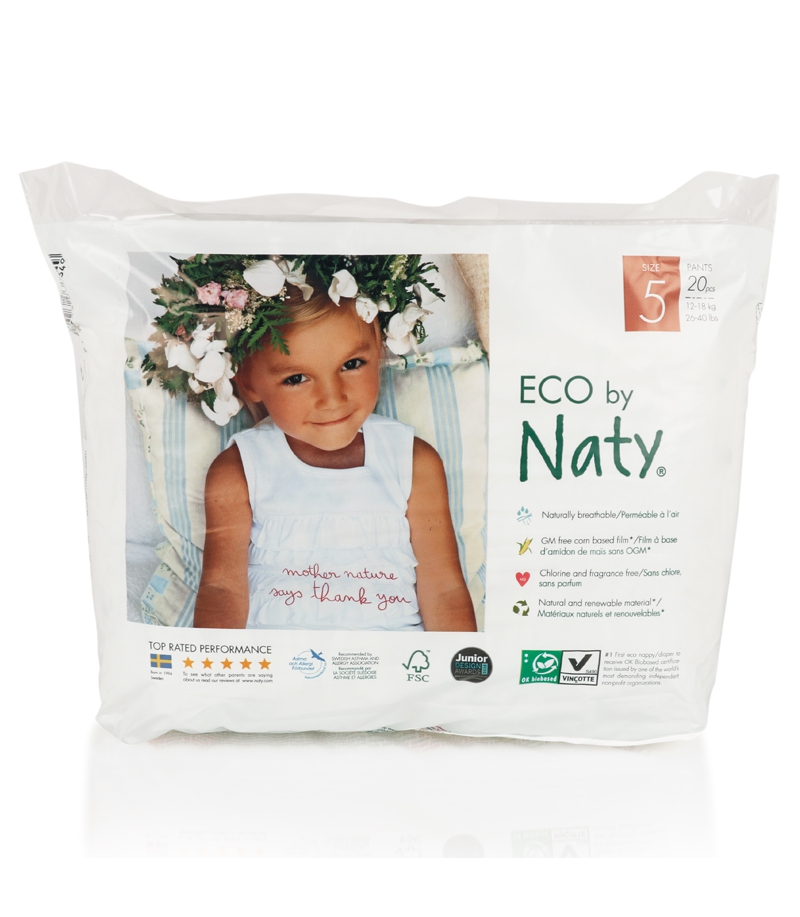 Ökowindelhöschen Grösse 5 Junior 12-18 kg – 1 Paket von 20 Stück – Naty