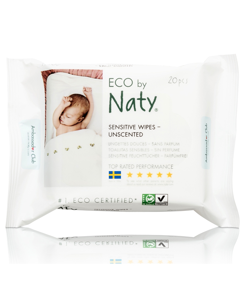 Lingettes pour bébé écologiques sans parfum – 20 lingettes – Naty