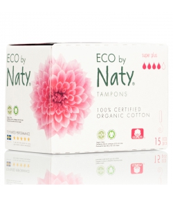 Super Plus BIO-Tampons ohne Applikator für schwere Blutungen - 15 Stück - Naty Super Plus BIO-Tampons ohne Applikator für schwere Blutungen - 15 Stück - Naty