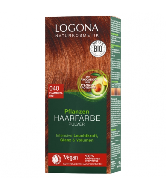 BIO-Pflanzen-Haarfarbe Pulver 040 Flammenrot - 100g - Logona