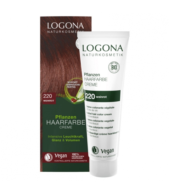 BIO-Pflanzen-Haarfarbe Creme 220 Weinrot - 150ml - Logona