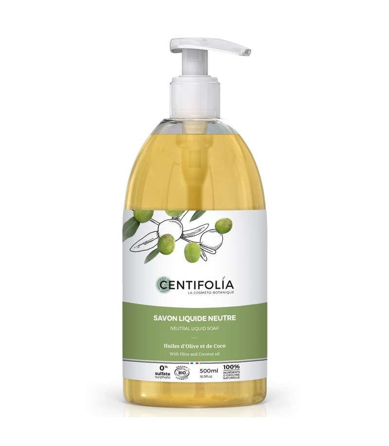 Savon liquide neutre BIO olive & coco - 500ml - Centifolia Savon liquide neutre BIO olive & coco - 500ml - Centifolia