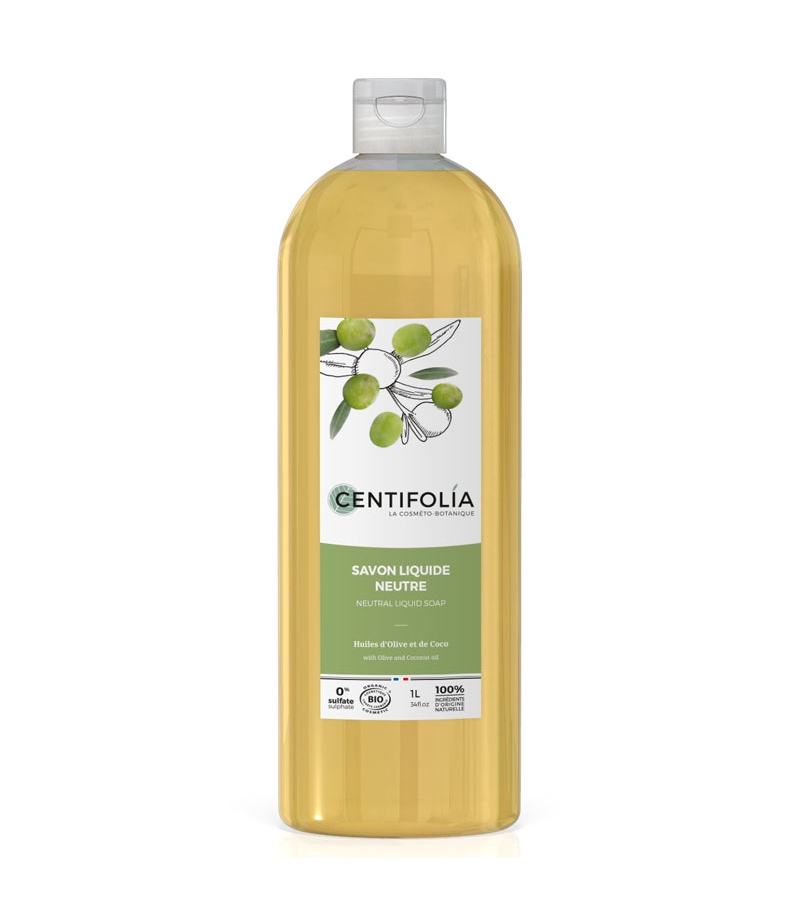 Savon liquide neutre BIO olive & coco - 1l - Centifolia Savon liquide neutre BIO olive & coco - 1l - Centifolia