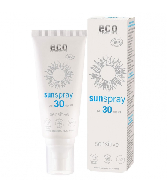 Spray solaire sensitive visage & corps BIO IP 30 framboise & grenade - 100ml - Eco Cosmetics