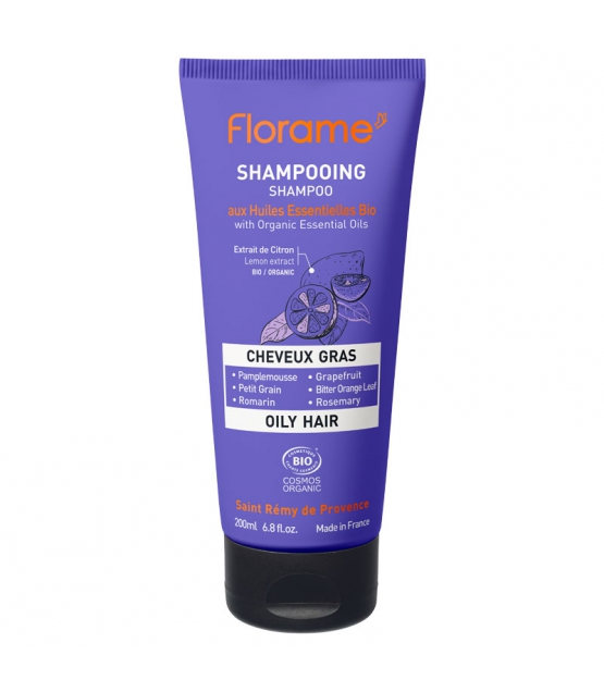 BIO-Shampoo für fettendes Haar Pampelmuse, Petitgrain & Rosmarin - 200ml - Florame