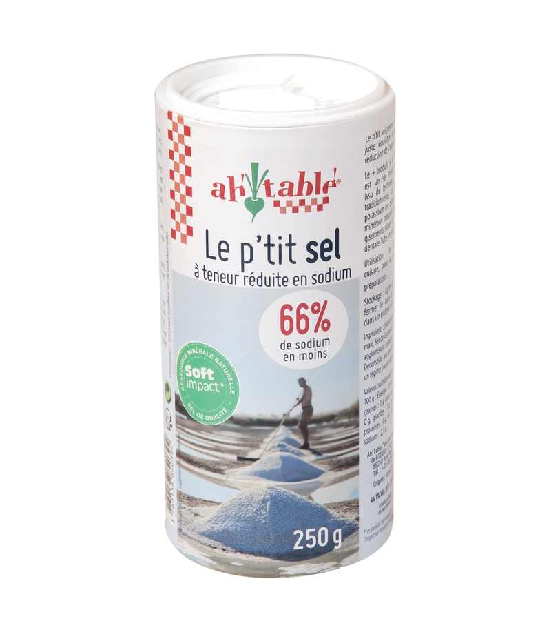 Le p'tit sel à teneur réduite en sodium - 250g - ah table ! Le p'tit sel à teneur réduite en sodium - 250g - ah table !