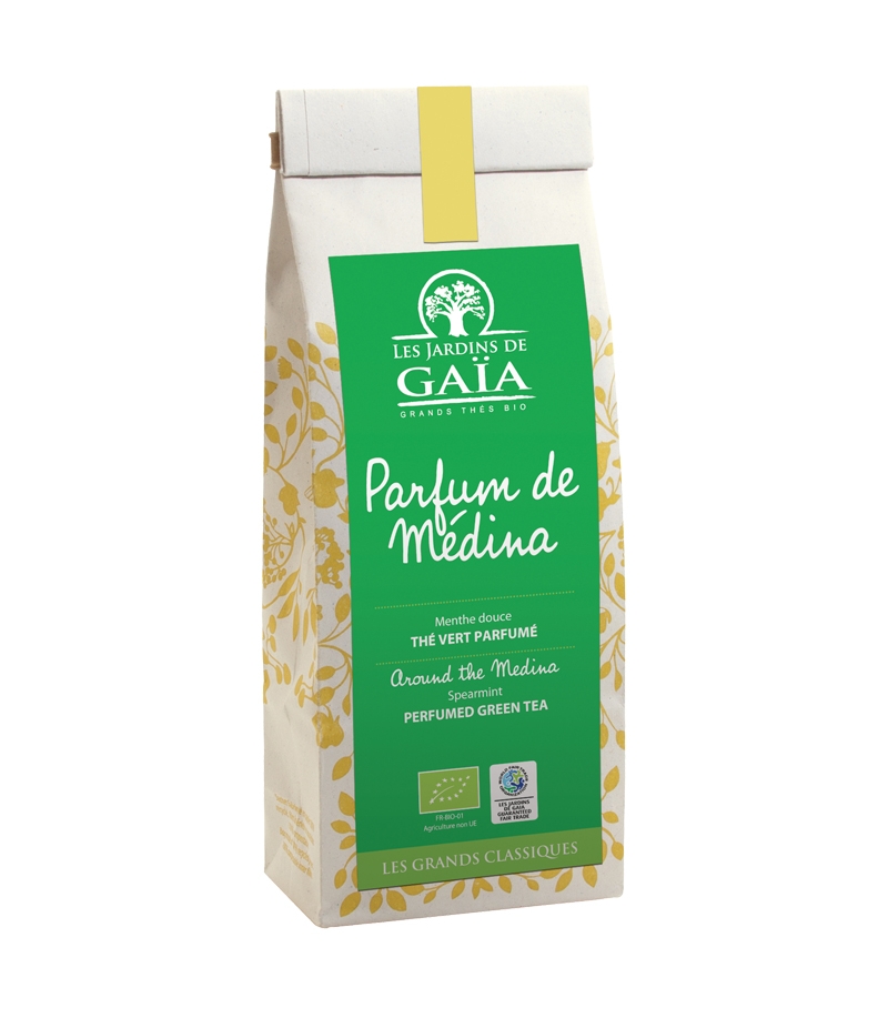 Parfum de Médina thé vert aromatisé à la menthe douce BIO - 100g - Les Jardins de Gaïa Parfum de Médina thé vert aromatisé à la menthe douce BIO - 100g - Les Jardins de Gaïa