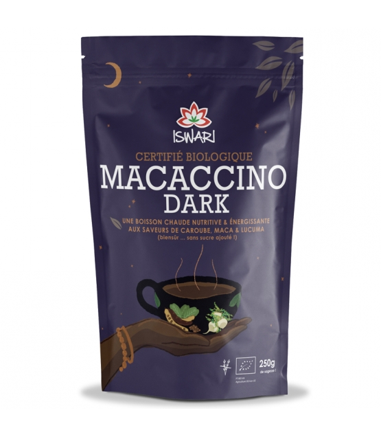 Boisson instantanée Macaccino Dark caroube, maca & lucuma BIO - 250g - Iswari