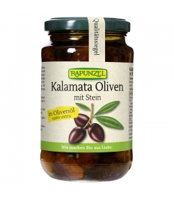 Olives violettes Kalamata avec noyaux à l'huile d'olive BIO - 335g - Rapunzel
