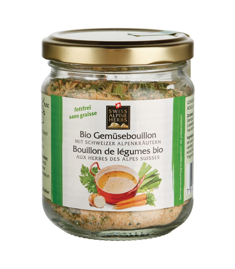 BIO-Gemüsebouillon mit Kräutern - 140g - Swiss Alpine Herbs BIO-Gemüsebouillon mit Kräutern - 140g - Swiss Alpine Herbs