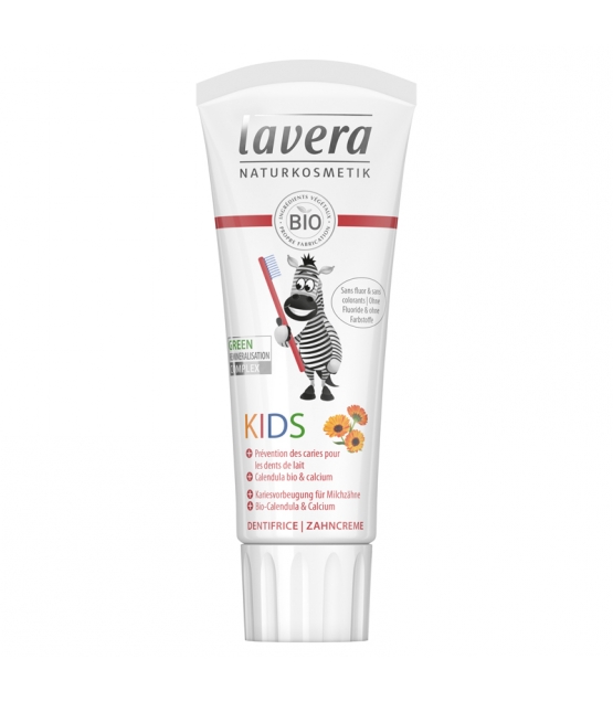 Dentifrice enfant goût fruité BIO calendula & calcium sans fluor - 75ml - Lavera