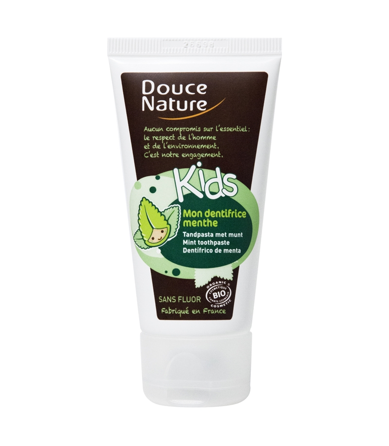 Kinder BIO-Zahnpasta Minze ohne Fluor - 50ml - Douce Nature Kinder BIO-Zahnpasta Minze ohne Fluor - 50ml - Douce Nature
