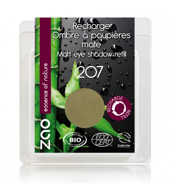 Recharge Fard à paupières mat BIO N°207 Vert olive - 3g - Zao Make-up