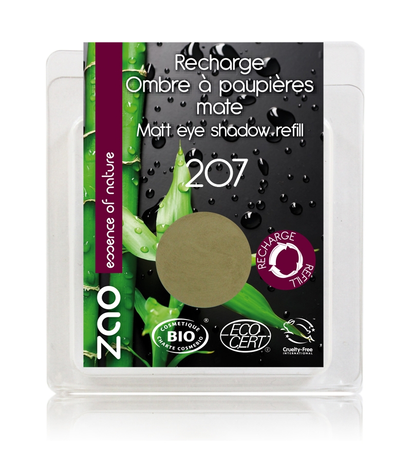 Recharge Fard à paupières mat BIO N°207 Vert olive - 3g - Zao Make-up