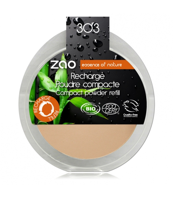 Recharge Poudre compacte BIO N°303 Brun beige - 9g - Zao Make-up