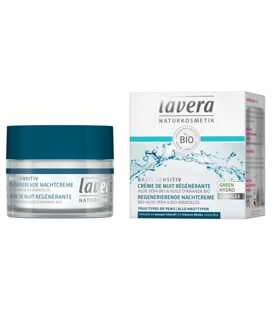 Regenerierende BIO-Nachtcreme Aloe Vera & Mandelöl - 50ml - Lavera Basis Sensitiv