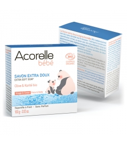 Baby BIO-Seife extra mild Gesicht & Körper Olive & Karitebutter - 100g - Acorelle Baby BIO-Seife extra mild Gesicht & Körper Olive & Karitebutter - 100g - Acorelle