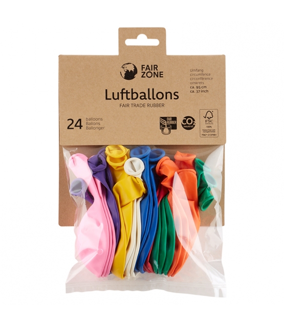 Luftballons aus Naturkautschuk Farbenmix - 24 Stück - Fair Zone