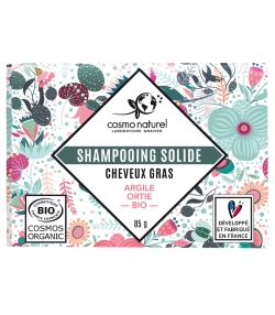 Shampooing solide cheveux gras BIO argile & ortie - 85g - Cosmo Naturel