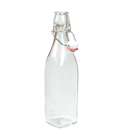 Pint Flasche viereckiger Boden aus durchsichtigem Glas 50cl mit mechanischem Verschluss aus Plastik - 1 Stück - ah table !