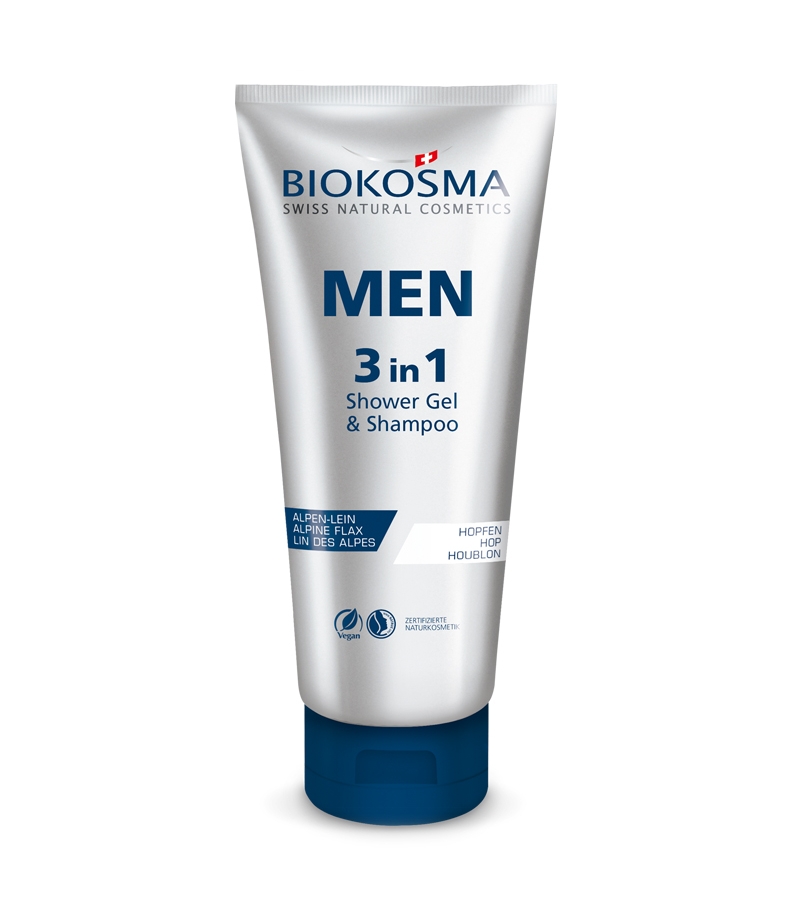 Gel douche & shampooing 3 en 1 homme BIO fleurs de houblon & lin - 200ml - Biokosma