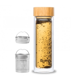 Théière isotherme en verre avec bouchon bambou - 430ml - 1 pièce - Qwetch Nature Théière isotherme en verre avec bouchon bambou - 430ml - 1 pièce - Qwetch Nature