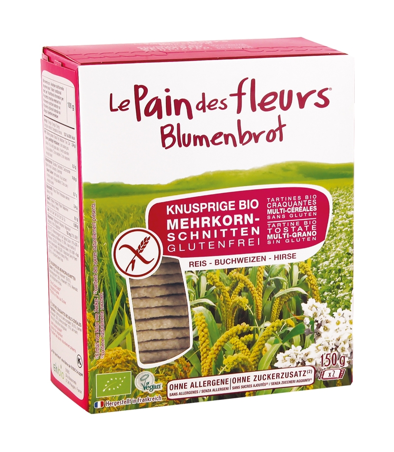 Reis, Buchweizen & Hirse BIO-Schnitten - 150g - Le pain des fleurs Reis, Buchweizen & Hirse BIO-Schnitten - 150g - Le pain des fleurs
