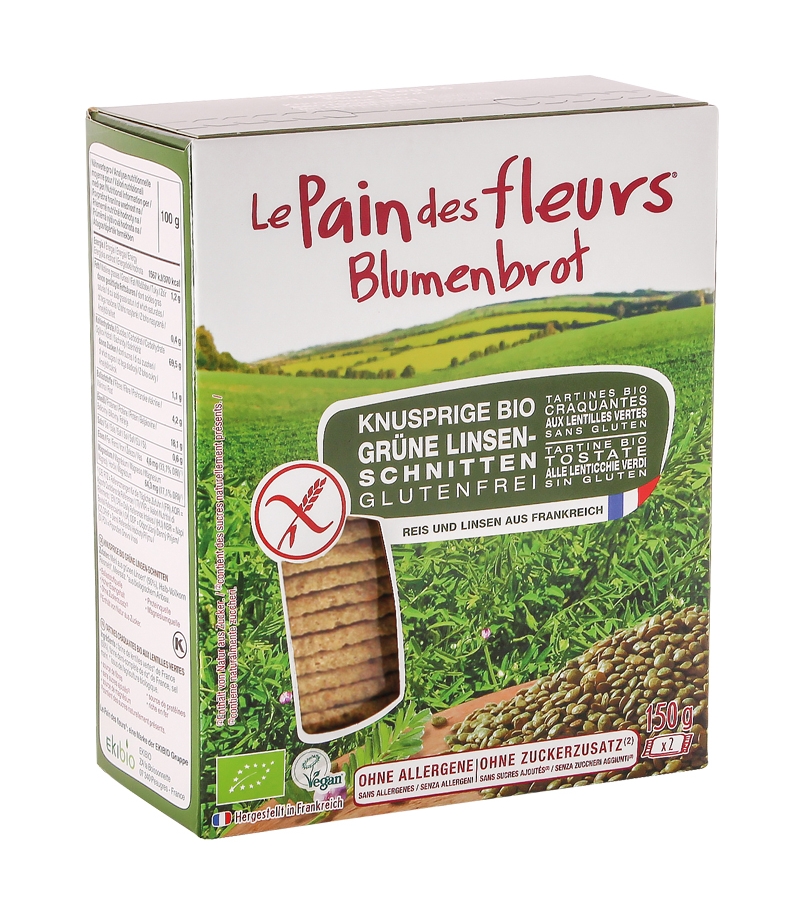 Tartines craquantes aux lentilles vertes BIO - 150g - Le pain des fleurs Tartines craquantes aux lentilles vertes BIO - 150g - Le pain des fleurs