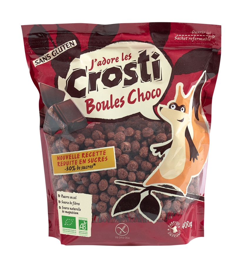 Céréales boules de riz & maïs soufflées goût chocolat BIO - 400g - Favrichon Crosti Céréales boules de riz & maïs soufflées goût chocolat BIO - 400g - Favrichon Crosti