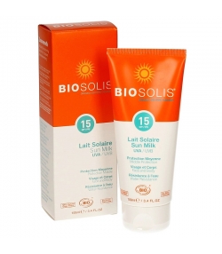 BIO-Sonnenmilch für Gesicht & Körper LSF 15 Aloe Vera & Karanja - 100ml - Biosolis