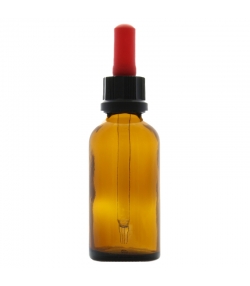 Braune Glasflasche 50ml mit roter Tropfpipette und Sicherheitsring - 1 Stück - Potion & Co Braune Glasflasche 50ml mit roter Tropfpipette und Sicherheitsring - 1 Stück - Potion & Co