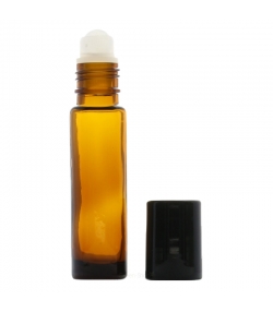 Braune Glasflasche 10ml mit Kunststoffkugel und schwarzem Verschluss - 1 Stück - Potion & Co Braune Glasflasche 10ml mit Kunststoffkugel und schwarzem Verschluss - 1 Stück - Potion & Co