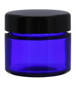 Blaue Glasdose 50ml mit schwarzem Schraubverschluss - 1 Stück - Potion & Co