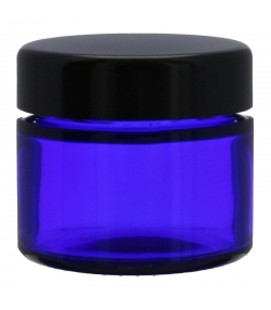 Blaue Glasdose 50ml mit schwarzem Schraubverschluss - 1 Stück - Potion & Co Blaue Glasdose 50ml mit schwarzem Schraubverschluss - 1 Stück - Potion & Co