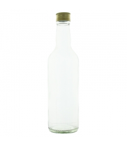 Runde transparente Glasflasche 1l mit Schraubverschluss aus Aluminium - 1 Stück - Potion & Co
