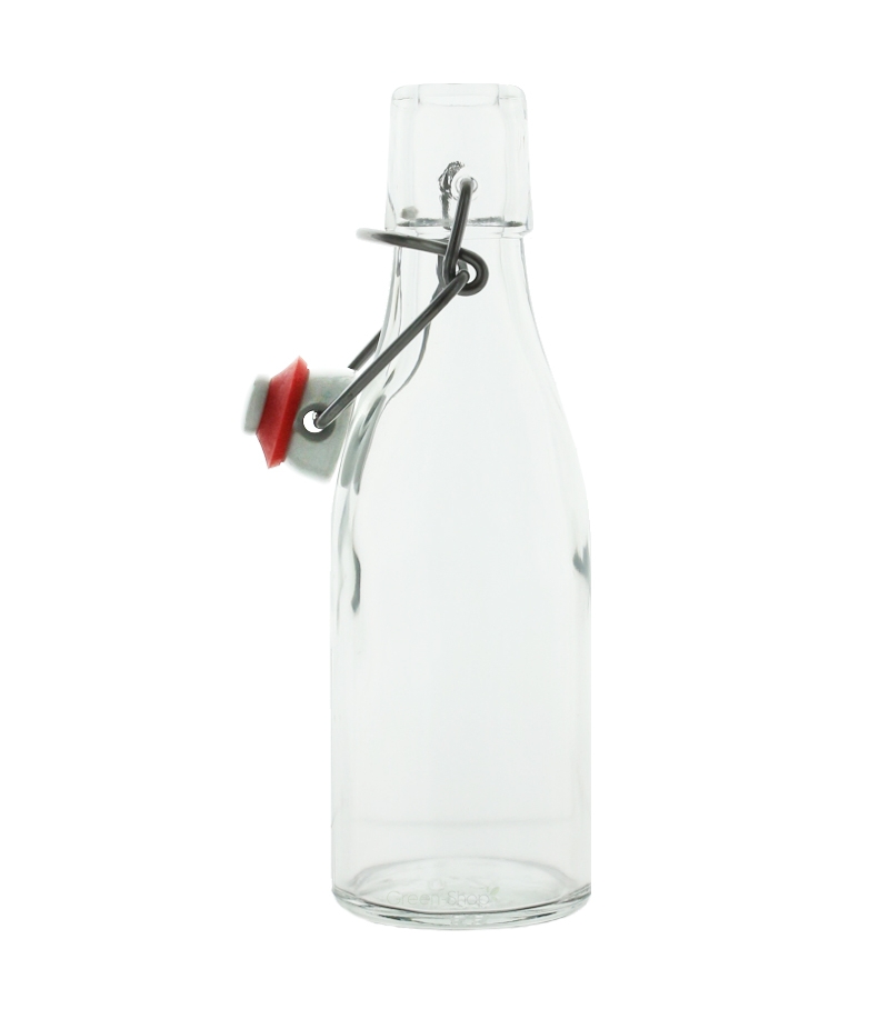 Bouteille limonade fond rond en verre transparent 500ml avec bouchon mécanique en porcelaine 1