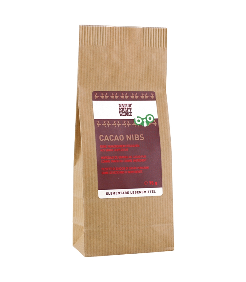 Morceaux de graines de cacao pur "Cacao nibs" BIO - 75g - NaturKraftWerke