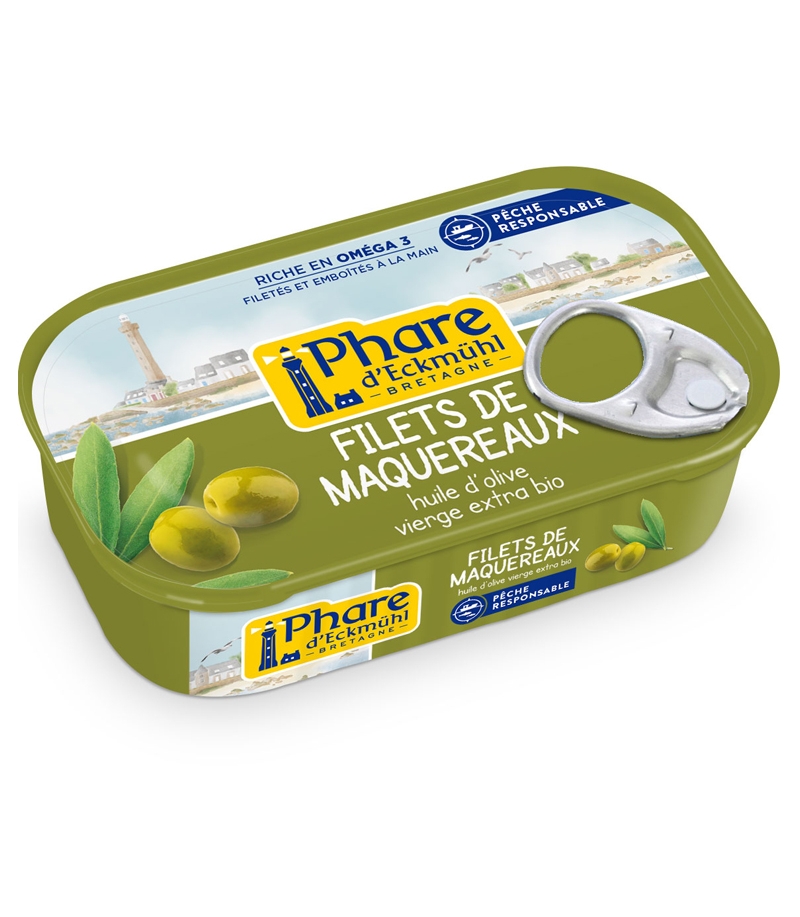 Makrelenfilets in BIO-Olivenöl - 118g - Phare d'Eckmühl Makrelenfilets in BIO-Olivenöl - 118g - Phare d'Eckmühl
