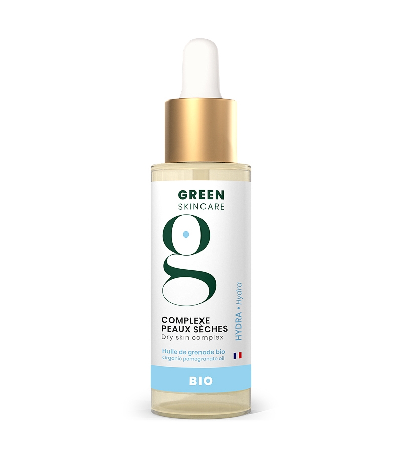 Complexe peaux sèches BIO grenade & olive - 30ml - Green Skincare Hydra Complexe peaux sèches BIO grenade & olive - 30ml - Green Skincare Hydra