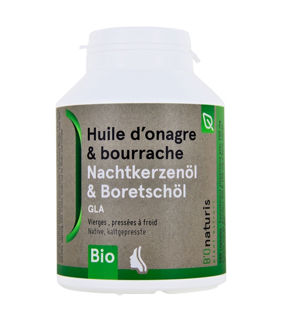 Huile d'onagre & bourrache BIO 500 mg 180 capsules - BIOnaturis